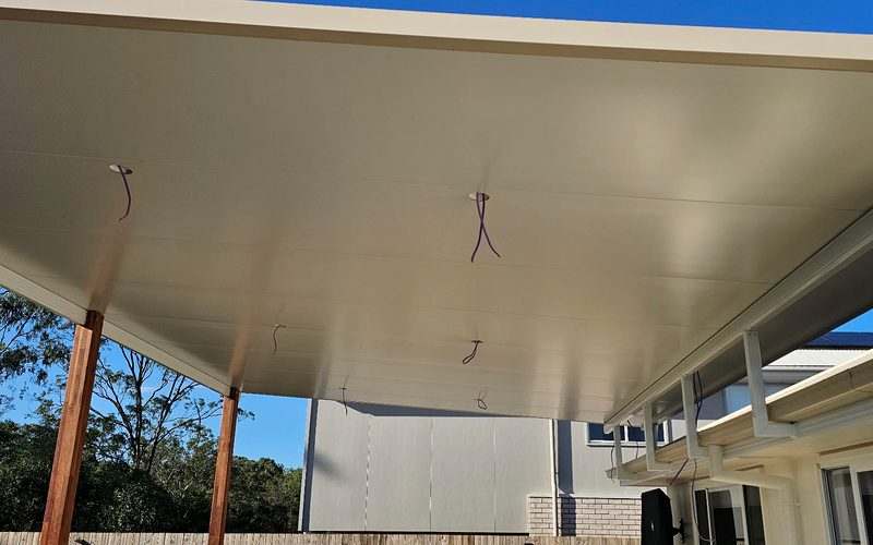Residential alfresco lighting rough-in — new outdoor pergola build